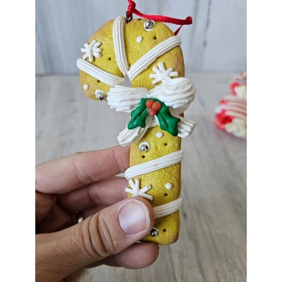 Vintage cookie candy cane heart present ornament lot clay set Xmas tree - Picture 5 of 13